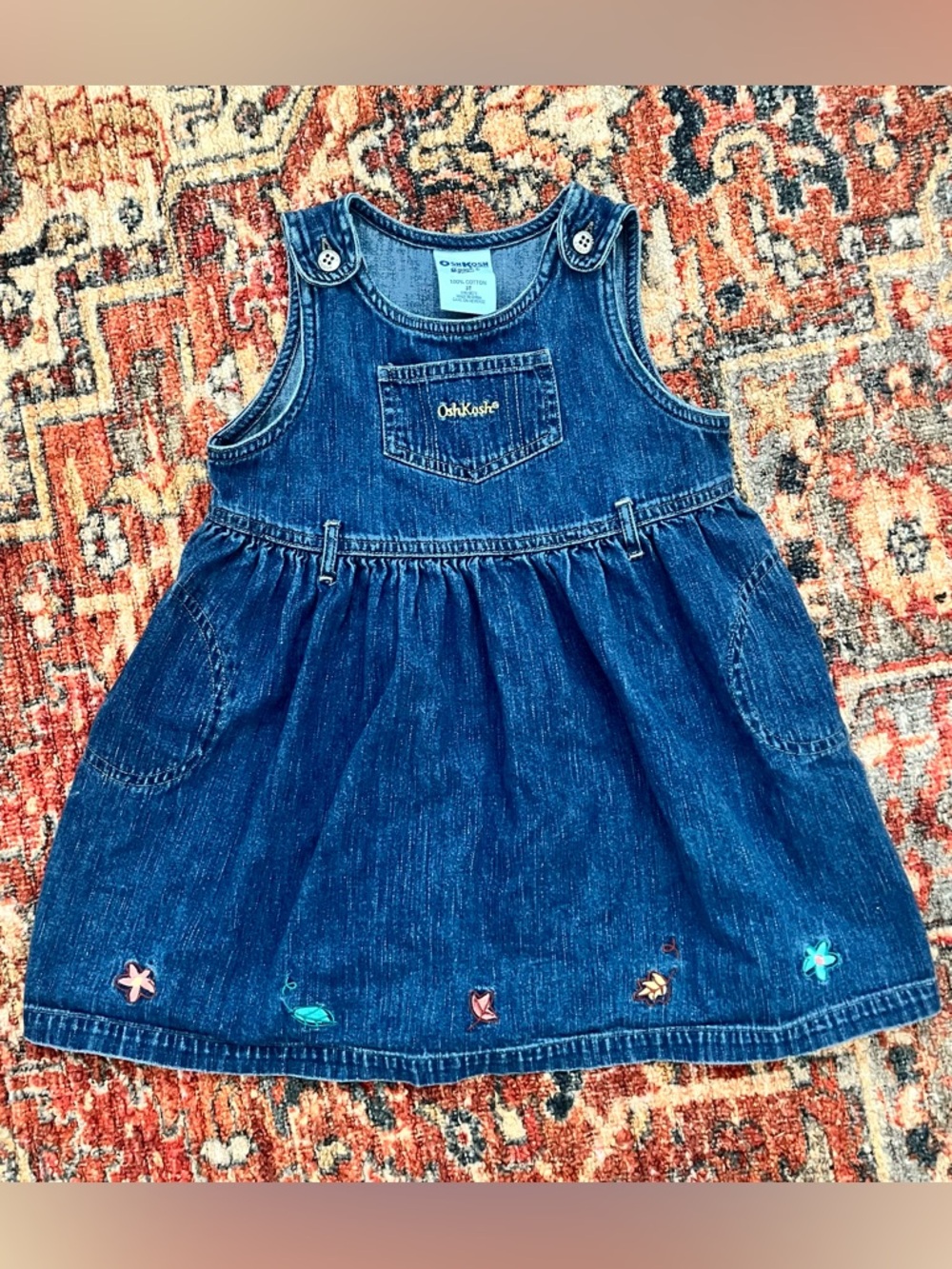 Vintage OshKosh B'gosh Denim Toddler Dress in Dark Blue